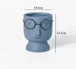 Abstract Cartoon Ceramic Head Planter with Glasses
