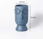 Abstract Cartoon Ceramic Head Planter with Glasses