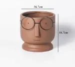 Abstract Cartoon Ceramic Head Planter with Glasses