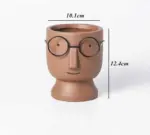 Abstract Cartoon Ceramic Head Planter with Glasses
