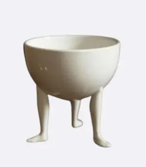 Abstract Ceramic Oval Bowl Footed Fruit Bowl