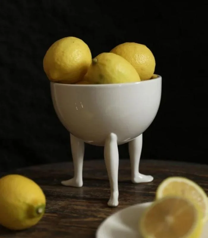 Abstract Ceramic Oval Bowl Footed Fruit Bowl -  - #tag1#
