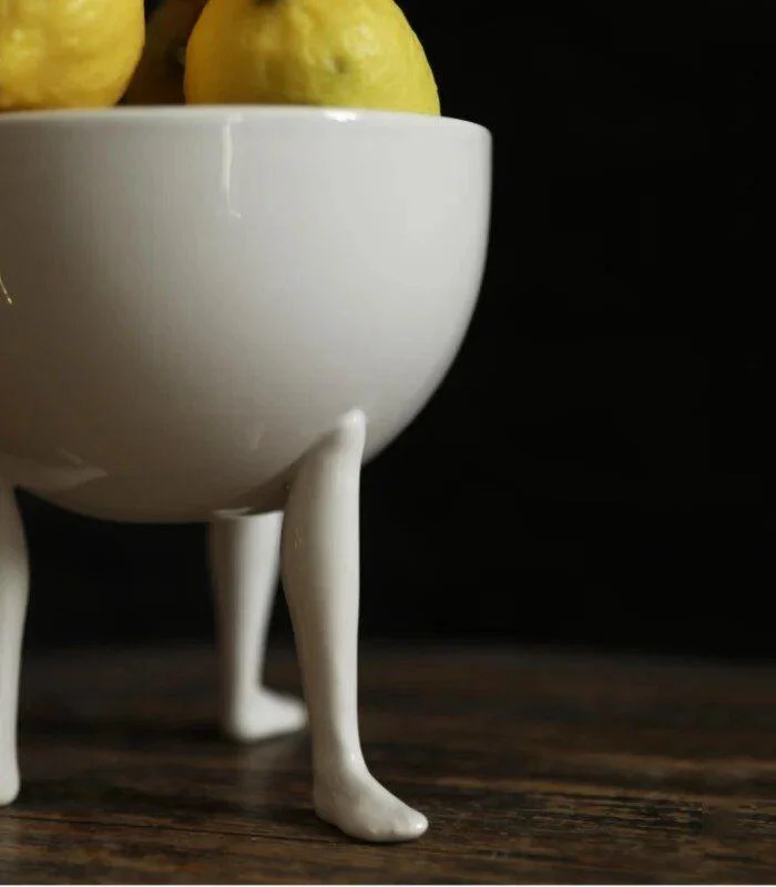 Abstract Ceramic Oval Bowl Footed Fruit Bowl -  - #tag1#