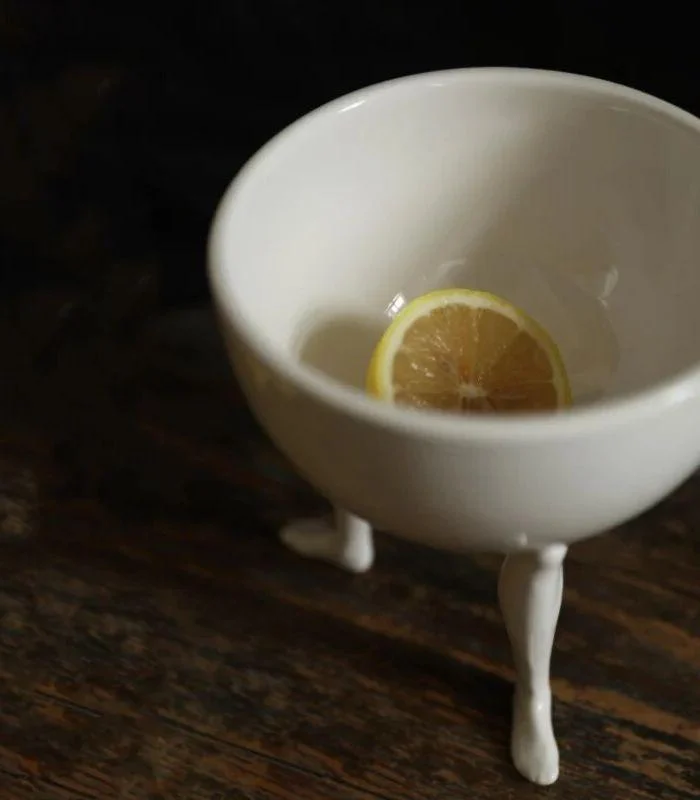 Abstract Ceramic Oval Bowl Footed Fruit Bowl -  - #tag1#