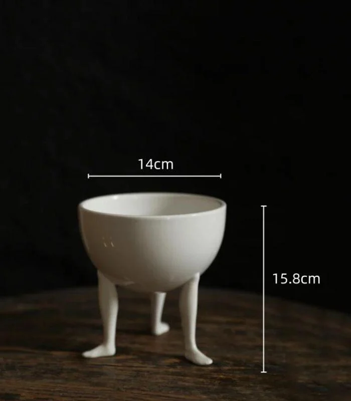 Abstract Ceramic Oval Bowl Footed Fruit Bowl -  - #tag1#