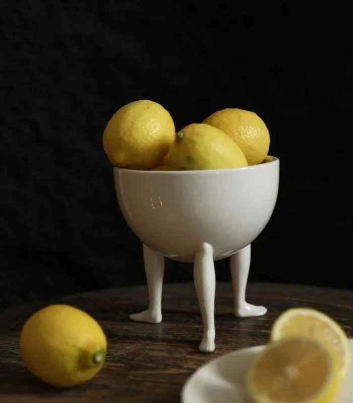 Abstract Ceramic Oval Bowl Footed Fruit Bowl -  - #tag1#