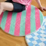 Abstract Chequerboard Design Circular Rug tag1