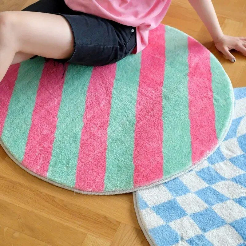 Abstract Chequerboard Design Circular Rug -  - #tag1#