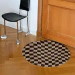 Abstract Chequerboard Design Circular Rug tag1