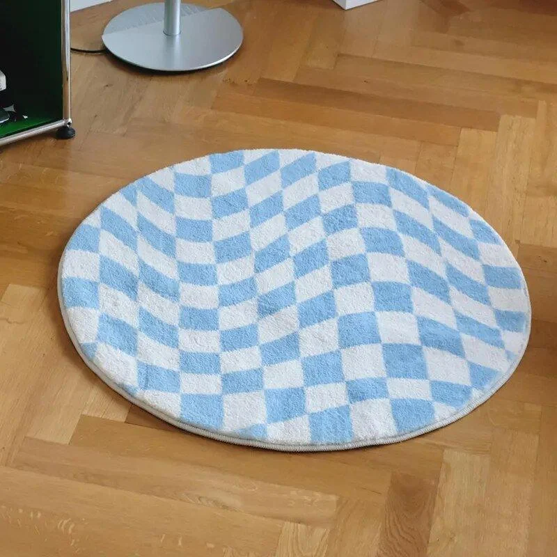 Abstract Chequerboard Design Circular Rug -  - #tag1#
