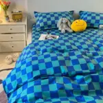 Abstract Chequerboard Single Bedding Set tag1