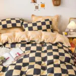 Abstract Chequerboard Single Bedding Set tag1