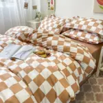 Abstract Chequerboard Single Bedding Set tag1