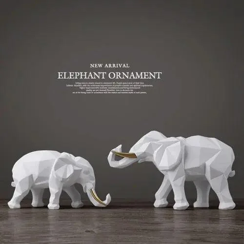 Abstract Elephant Figurine Set -