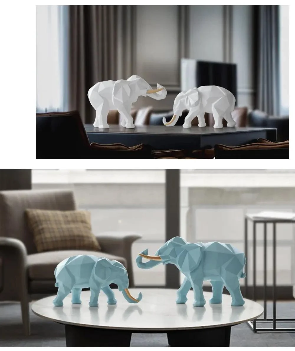 Abstract Elephant Figurine Set -