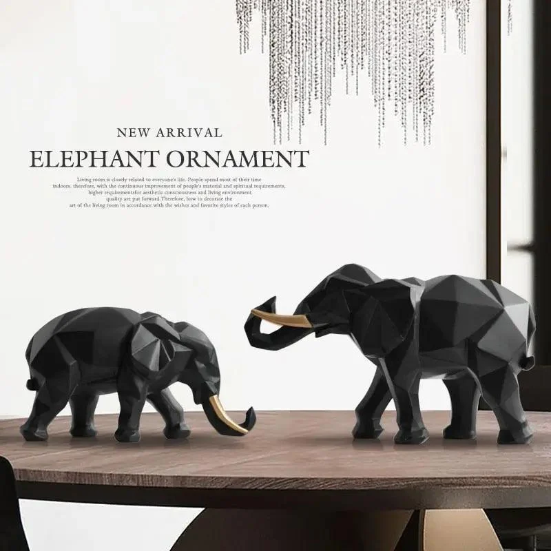 Abstract Elephant Figurine Set -