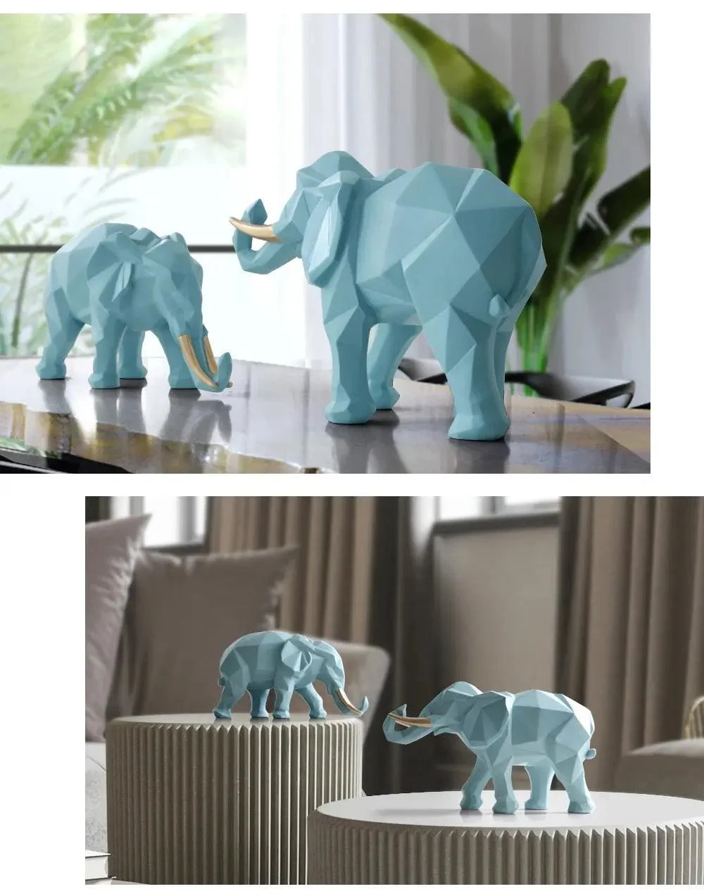 Abstract Elephant Figurine Set -