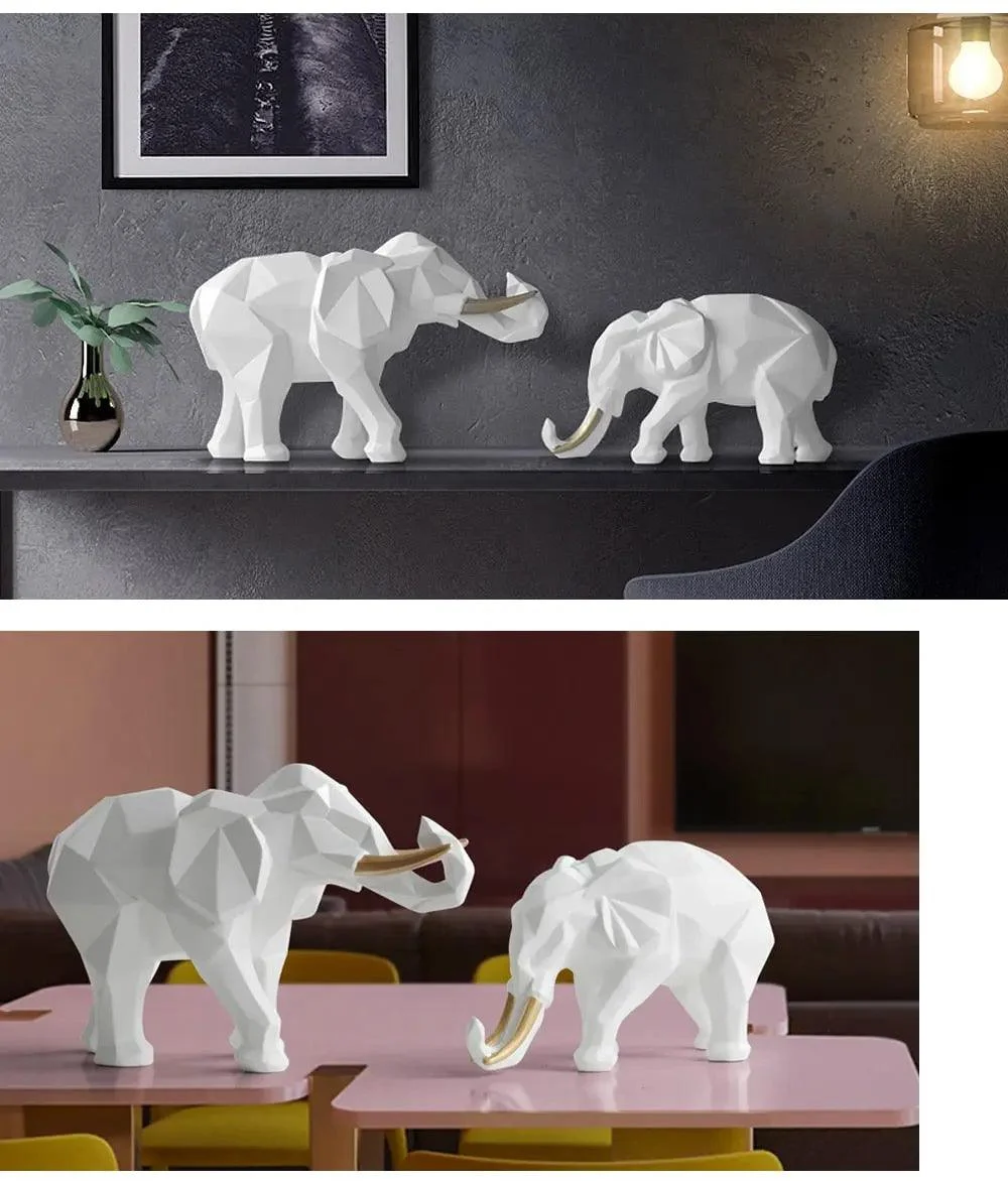 Abstract Elephant Figurine Set -