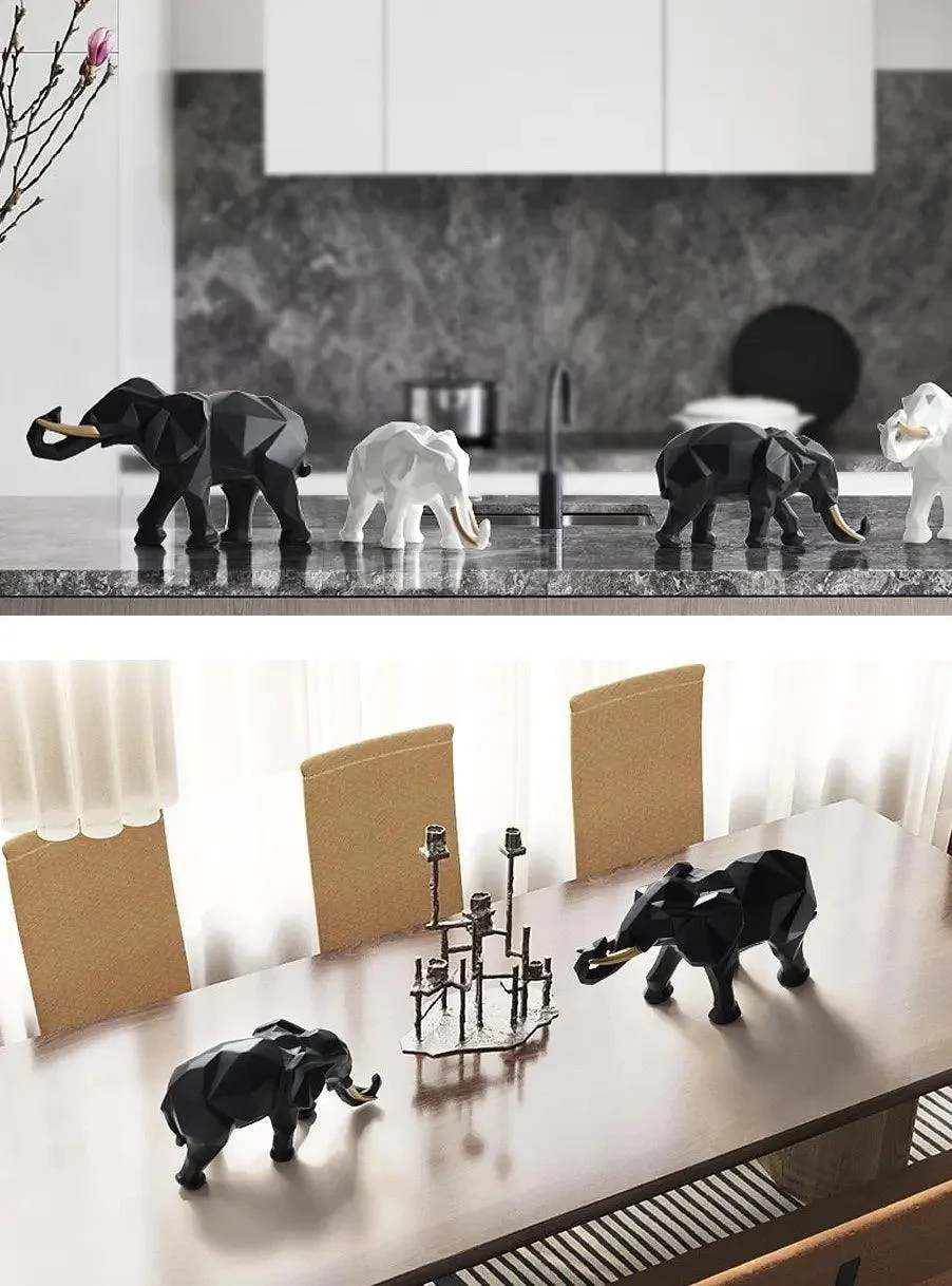 Abstract Elephant Figurine Set -