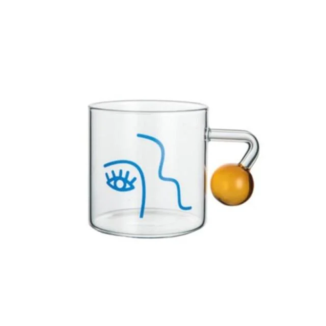 Abstract Face Glass Cup -