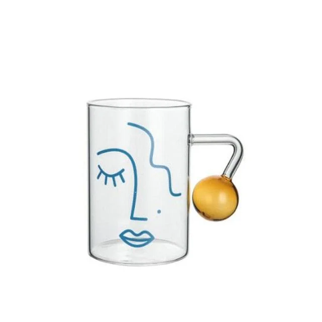 Abstract Face Glass Cup -