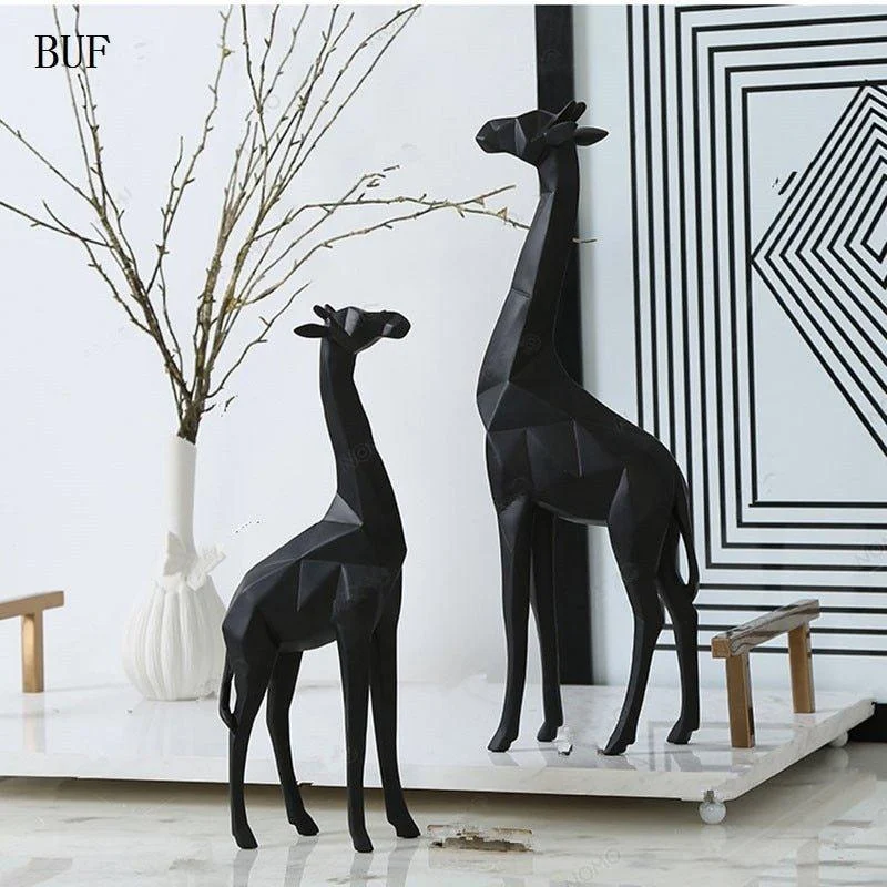 Abstract Geometric  Giraffe Statue -