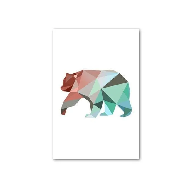 Abstract Geometric Pink and Blue Deer Flamingo and Polar Bear -  - #tag1#