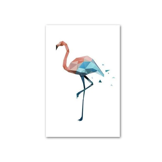 Abstract Geometric Pink and Blue Deer Flamingo and Polar Bear -  - #tag1#