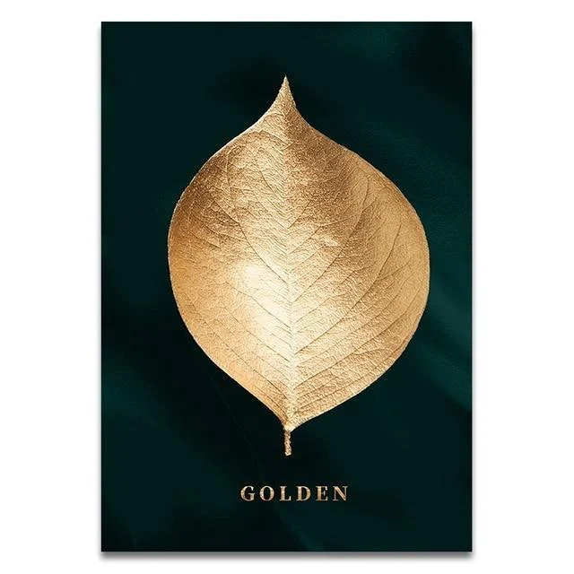 Abstract Golden Plant Leaves Picture Wall Poster Modern Style Canvas Print Painting Art Aisle Living Room Unique Decoration -  - #tag1#