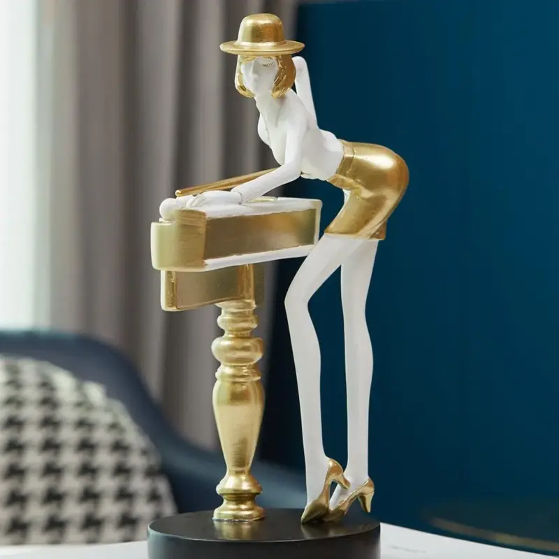 Abstract Golden Snooker Player Figurines tag1
