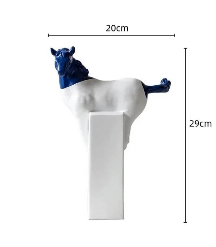 Abstract Horse Decorative Sculpture Resin White & Blue -  - #tag1#