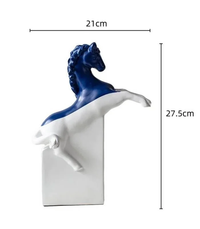 Abstract Horse Decorative Sculpture Resin White & Blue -  - #tag1#