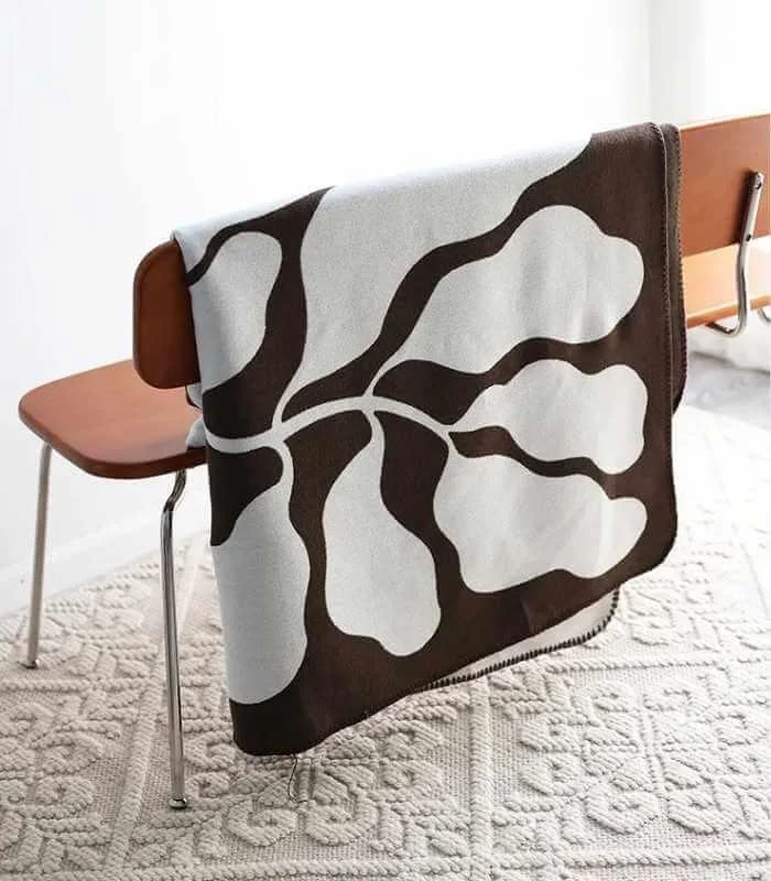 Abstract Leaf Pattern Throw Blanket Bohemian Throw Blanket Knitted  130x180 cm Coffee -  - #tag1#