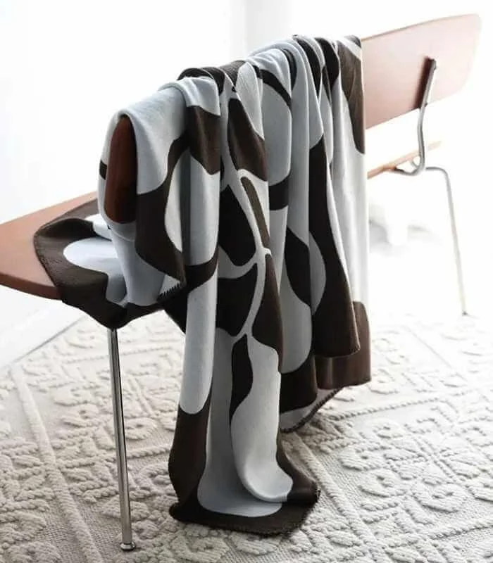 Abstract Leaf Pattern Throw Blanket Bohemian Throw Blanket Knitted  130x180 cm Coffee -  - #tag1#