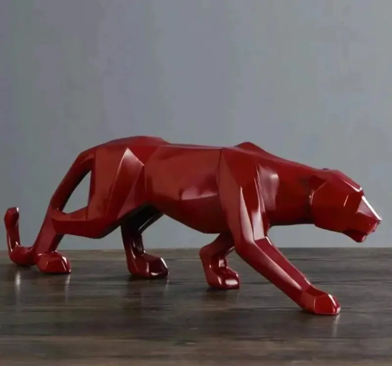 Abstract Leopard Statue Modern Wildlife Sculpture