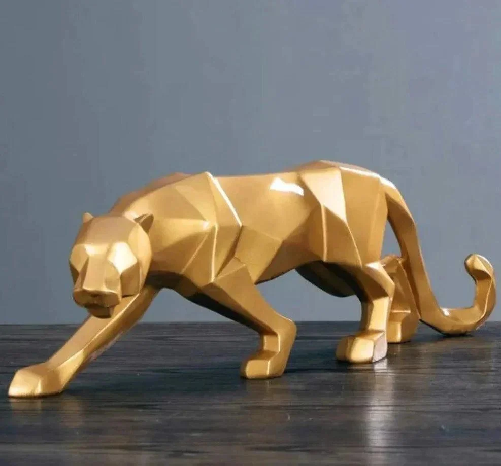 Abstract Leopard Statue: Modern Wildlife Sculpture -