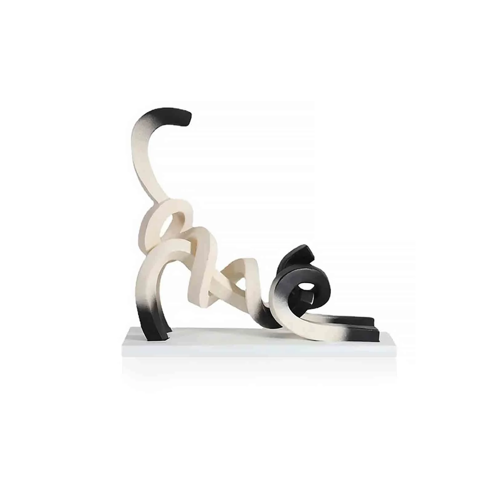 Abstract Minimalism Twisted Siamese Cat Sculpture -