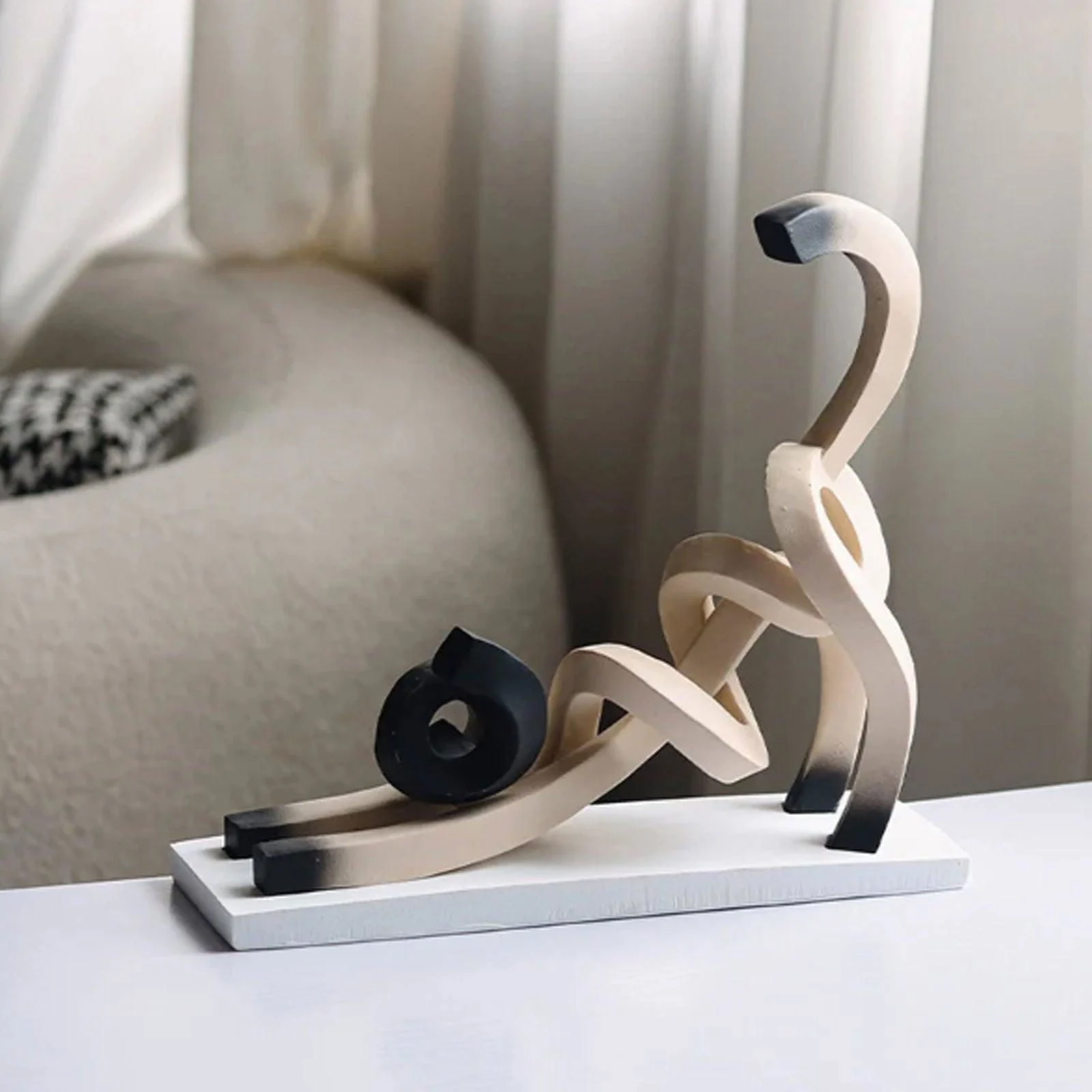 Abstract Minimalism Twisted Siamese Cat Sculpture -