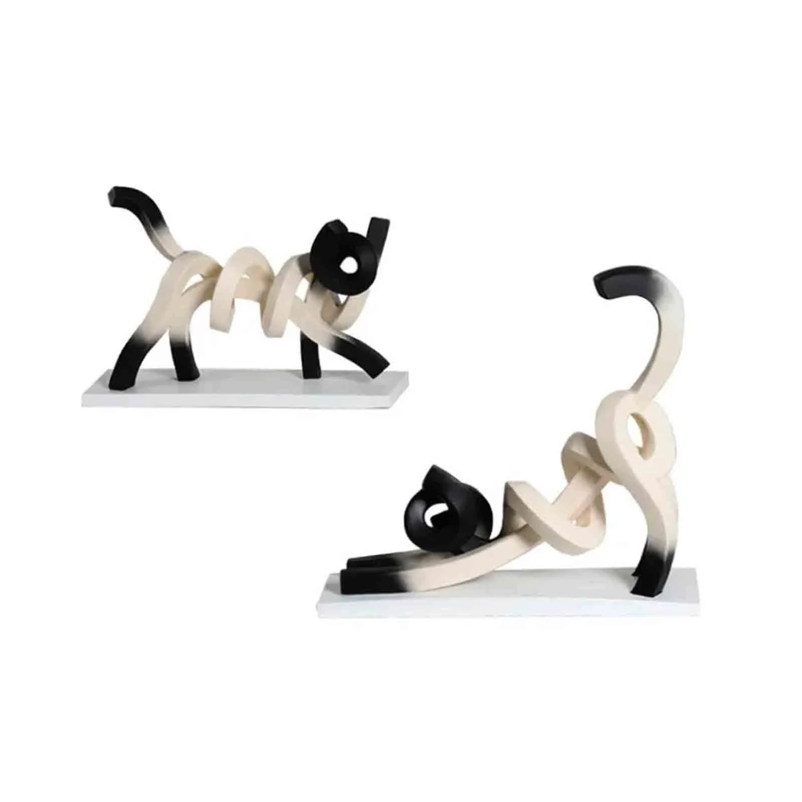 Abstract Minimalism Twisted Siamese Cat Sculpture -