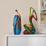 Abstract Painted African Woman Figurine Statue