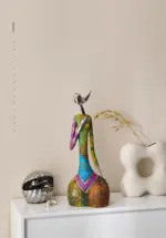 Abstract Painted African Woman Figurine Statue
