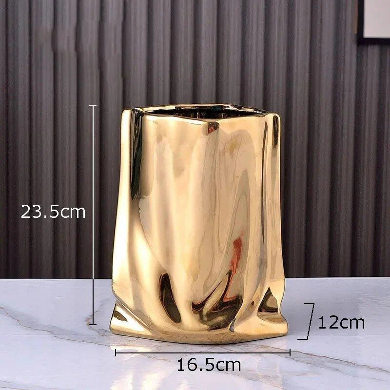 Abstract Pleated Texture Ceramic Vase -  - #tag1#