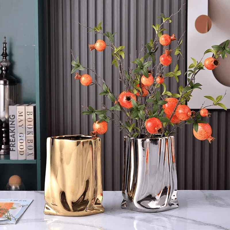 Abstract Pleated Texture Ceramic Vase -  - #tag1#
