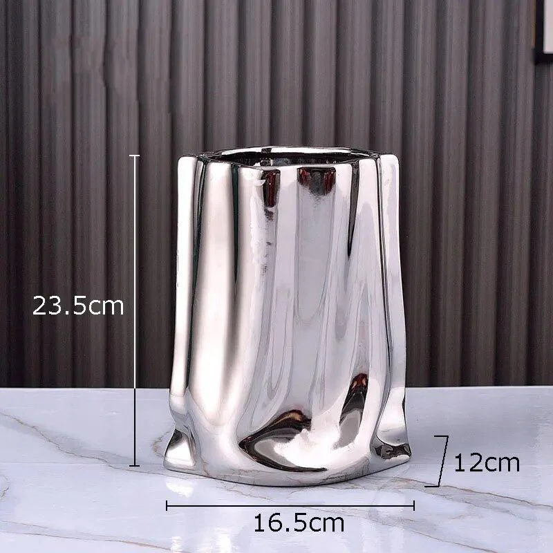 Abstract Pleated Texture Ceramic Vase -  - #tag1#