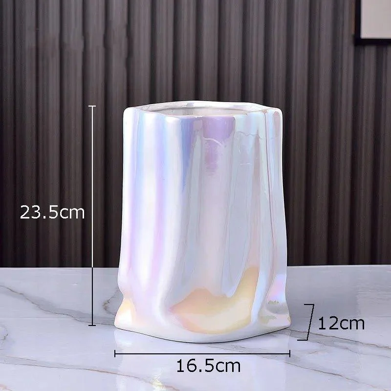 Abstract Pleated Texture Ceramic Vase -  - #tag1#