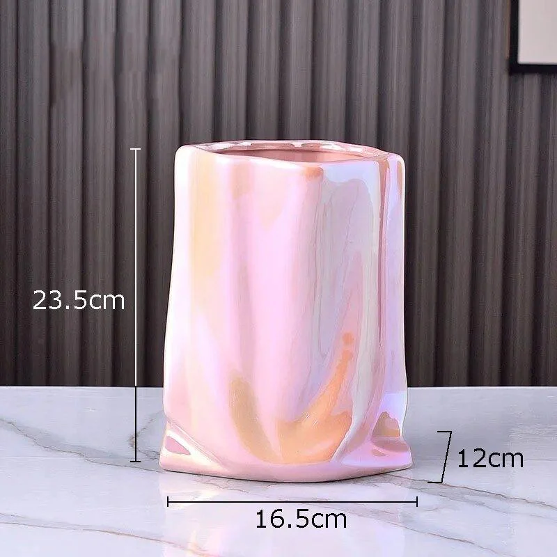 Abstract Pleated Texture Ceramic Vase -  - #tag1#