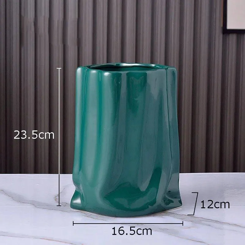 Abstract Pleated Texture Ceramic Vase -  - #tag1#