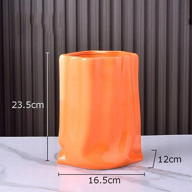 Abstract Pleated Texture Ceramic Vase -  - #tag1#
