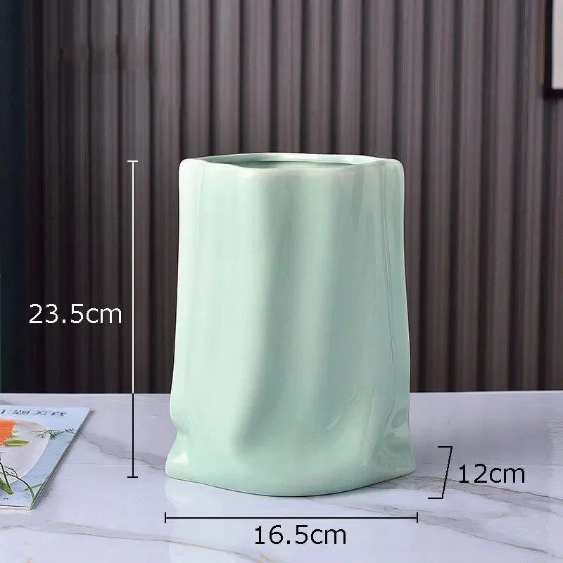 Abstract Pleated Texture Ceramic Vase -  - #tag1#