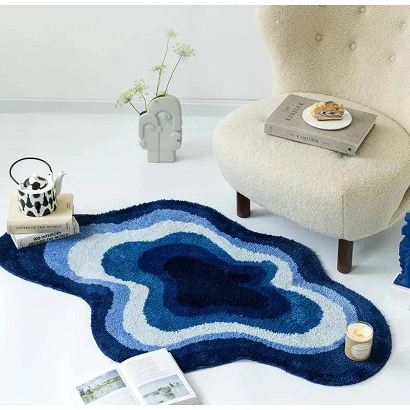 Abstract Shaped Soft Blue Tufted Carpet -  - #tag1#